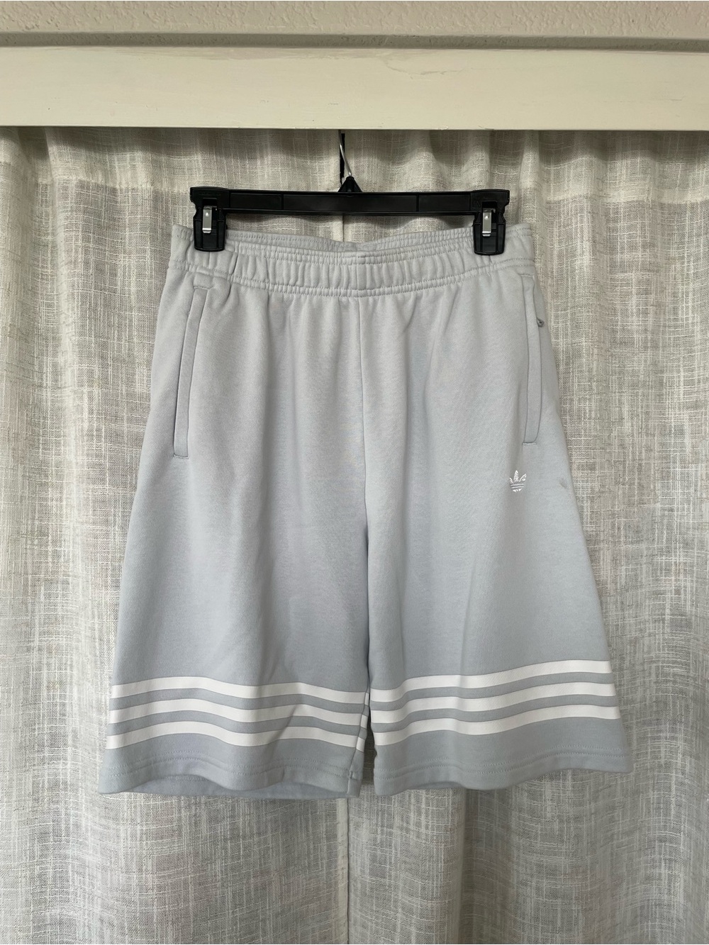 Adidas Three Stripes Terry Sweat Shorts Light Grey Lounge Athleisure Casual Gym